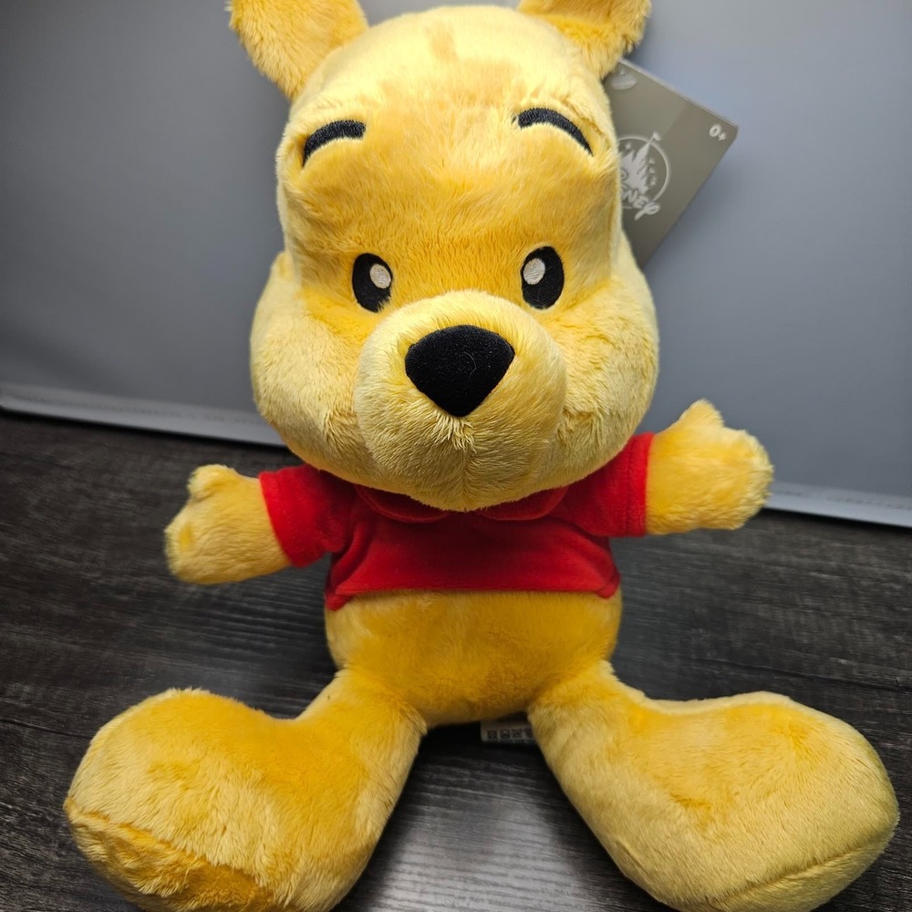 Disney Store Winnie the Pooh Plush 9in Red Shirt Stuffed Bear NEW WITH TAGS